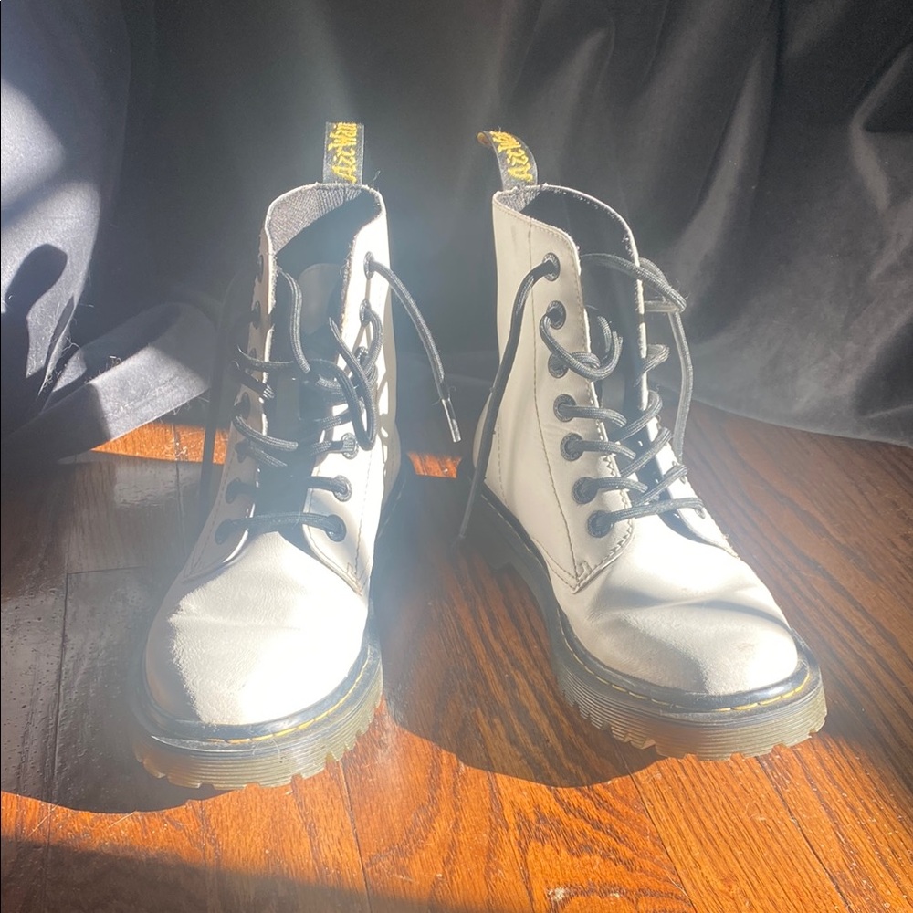 Doc Martin White Boots with Black Accents